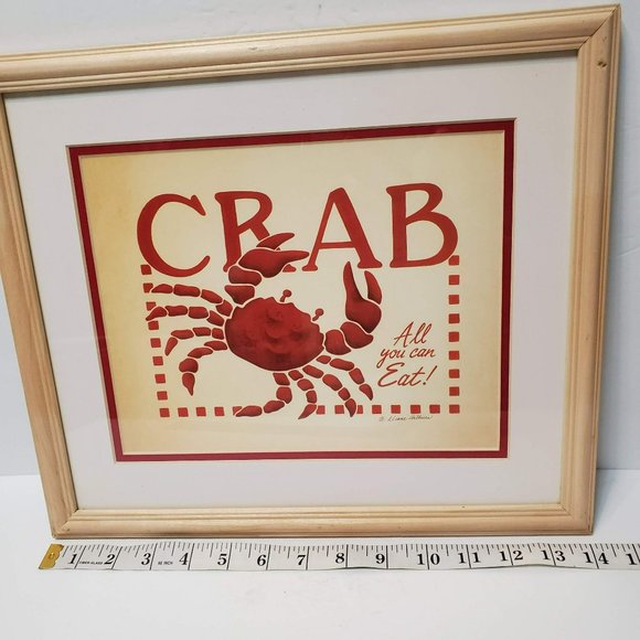 Crab Print, Signed Matted Framed, by artist Diane Arthurs, Discontinued - Picture 4 of 6